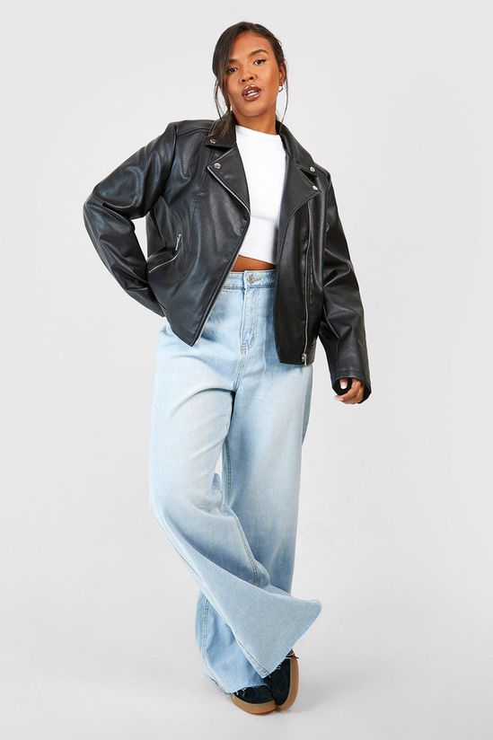 Plus Faux Leather Biker Jacket