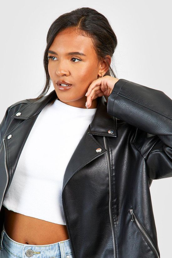 Plus Faux Leather Biker Jacket