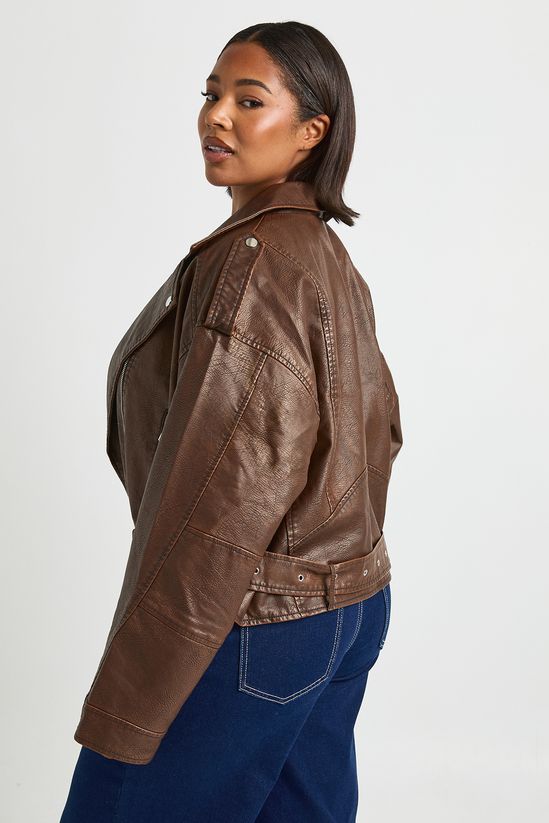 Plus Vintage Faux Leather Crop Biker Jacket