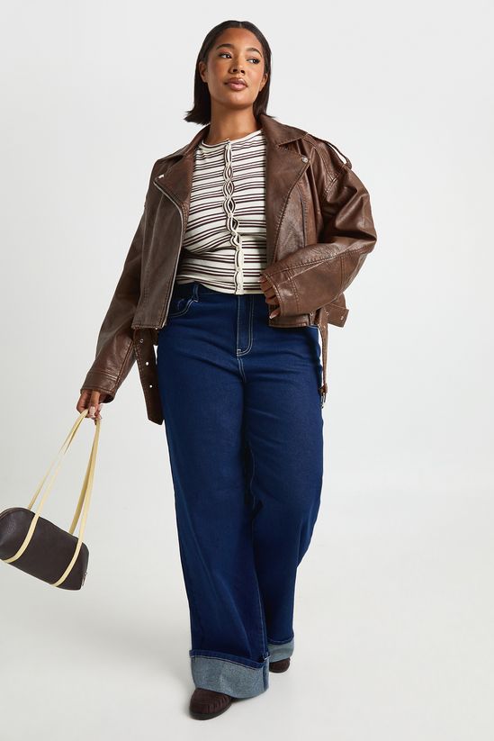 Plus Vintage Faux Leather Crop Biker Jacket