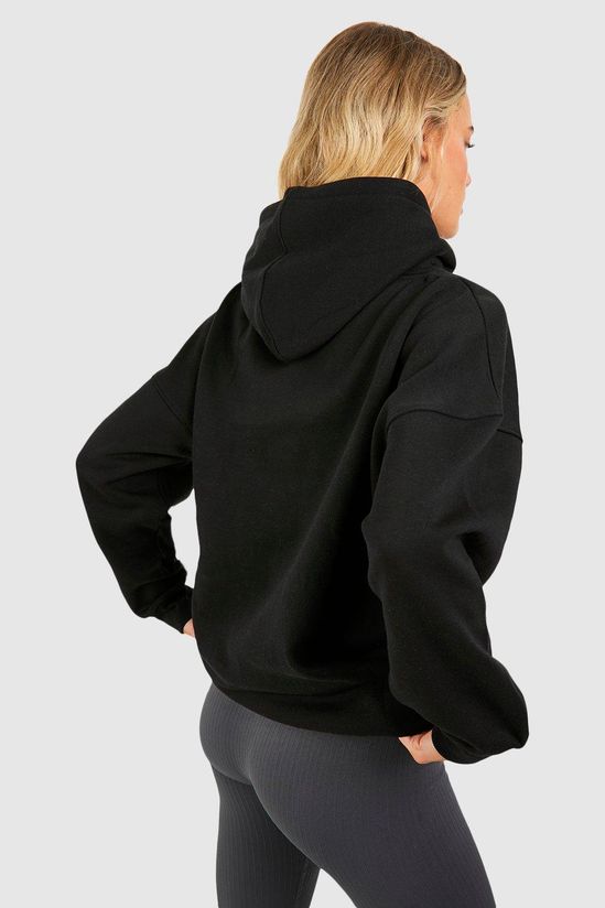 Puff Print Slogan Oversized Hoodie