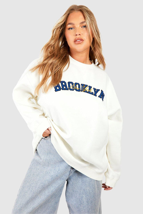 Plus Brooklyn Applique Oversized Sweatshirt