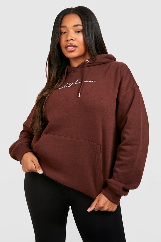 Plus Oversized Embroided Hoodie