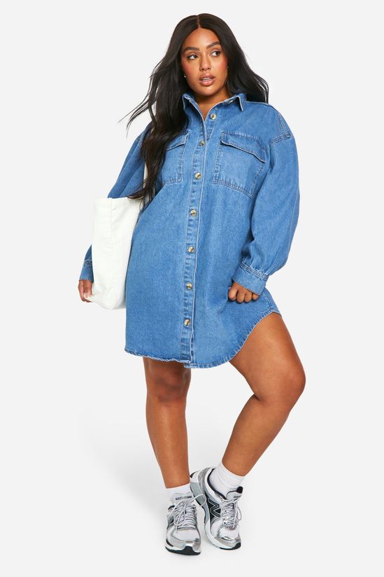 Plus Denim Oversized Shirt Dress