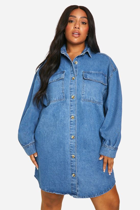 Plus Denim Oversized Shirt Dress