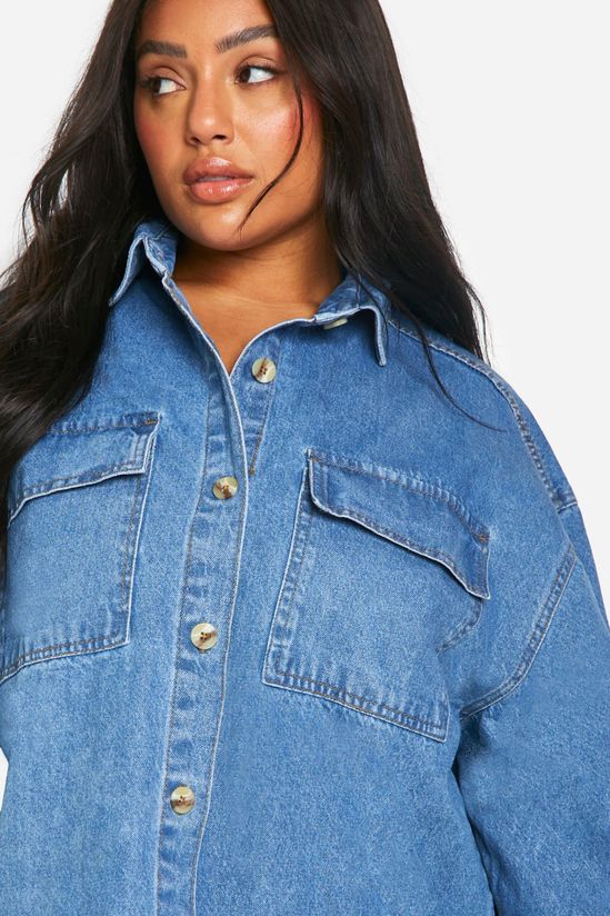 Plus Denim Oversized Shirt Dress