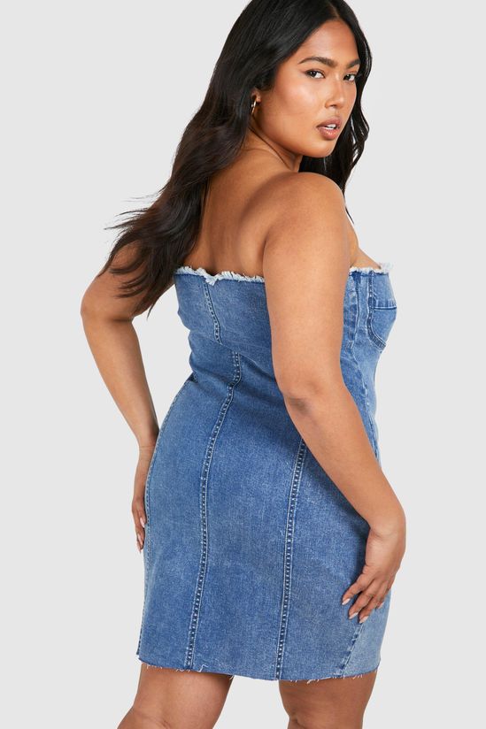 Plus Washed Bandeau Denim Dress