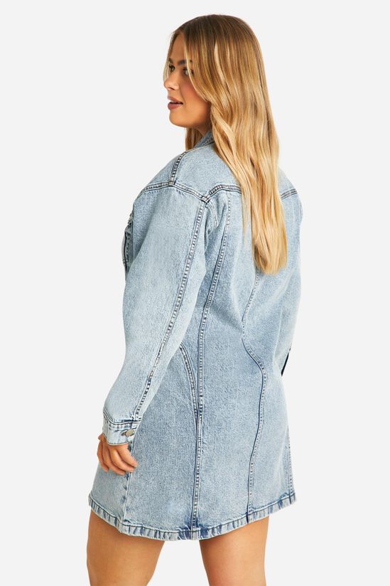 Plus Denim Zip Up Shift Dress