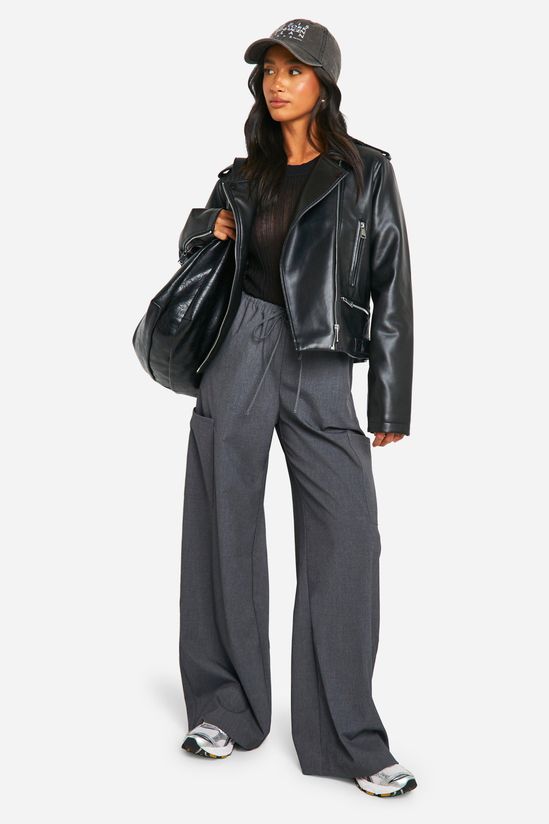 Petite Faux Leather Biker Jacket