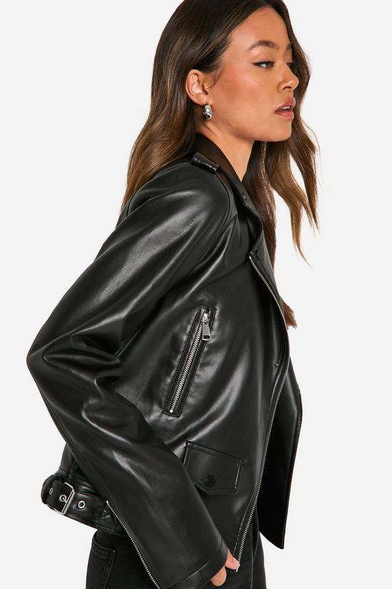 boohoo Tall Faux Leather Biker Jacket