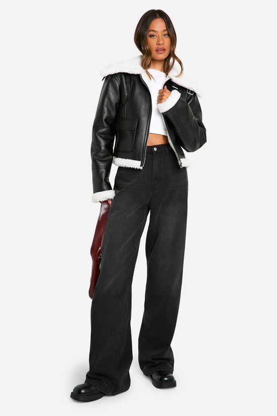 Tall Faux Fur Lined Leather Jacket