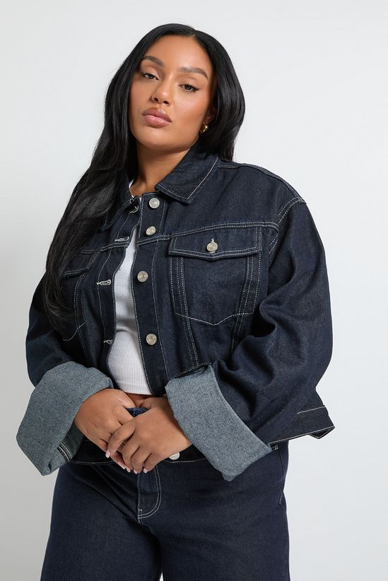 boohoo Plus Deep Turn Up Cuff Denim Jacket