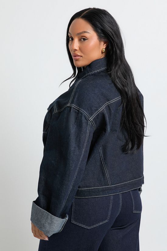 boohoo Plus Deep Turn Up Cuff Denim Jacket