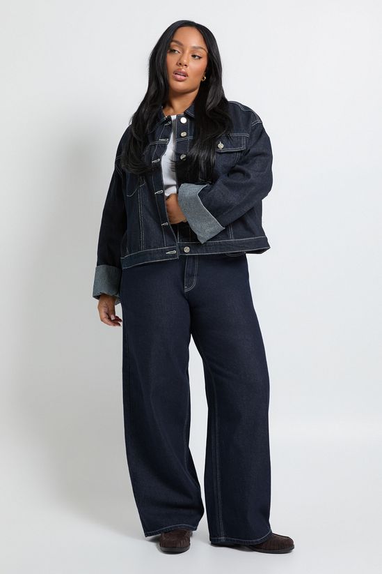 boohoo Plus Deep Turn Up Cuff Denim Jacket