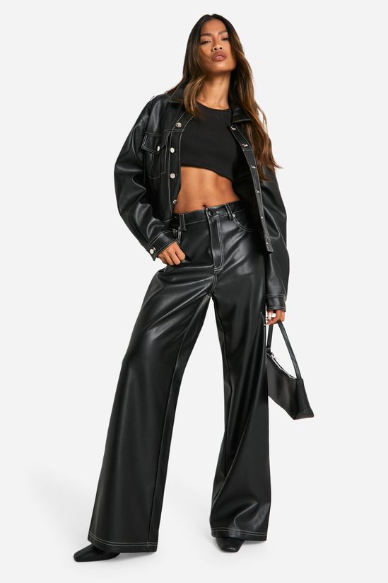 boohoo Contrast Stitch Detail Faux Leather Jacket
