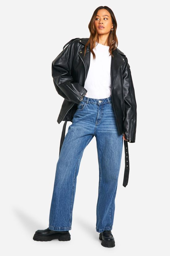 boohoo Tall Oversized Faux Leather Biker Jacket