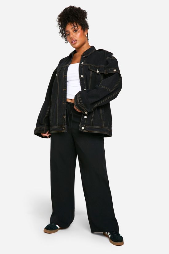 Plus Contrast Stitch Denim Jacket