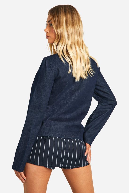 Bow Detail Tie Front Denim Shacket