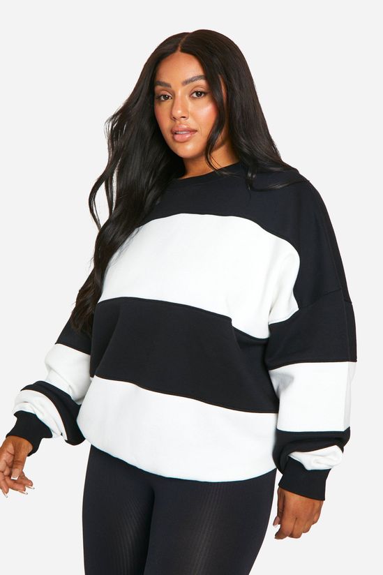 boohoo Plus Stripe Oversized Sweatshirt