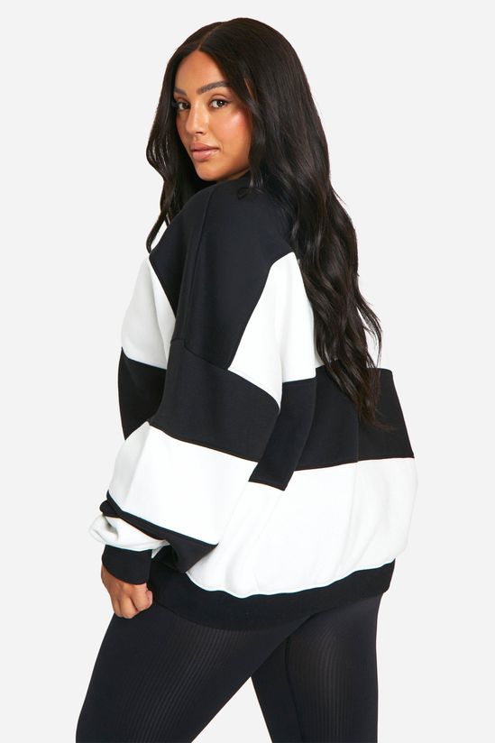 boohoo Plus Stripe Oversized Sweatshirt
