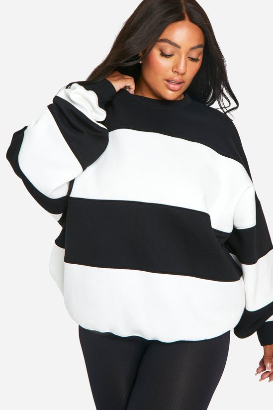 boohoo Plus Stripe Oversized Sweatshirt