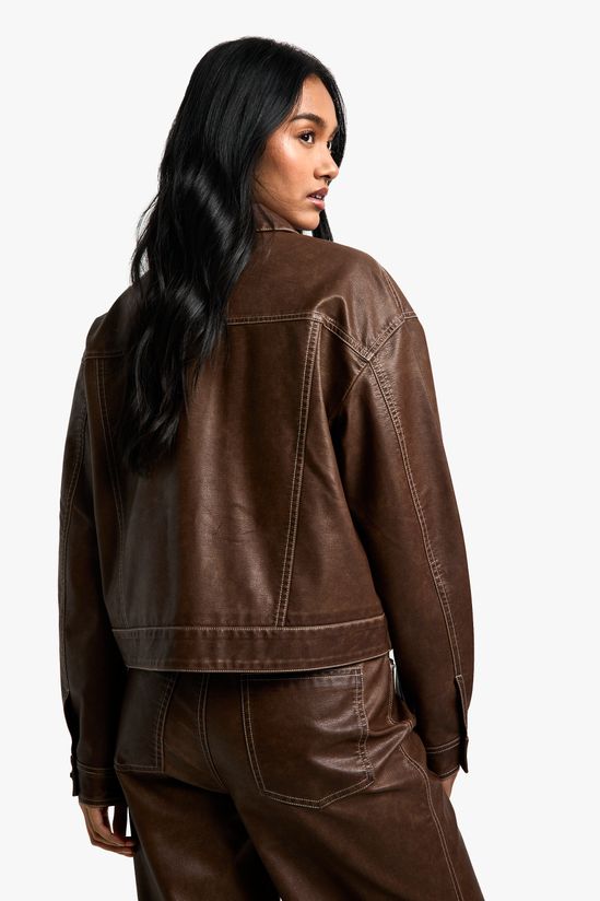 Vintage Look Faux Leather Jacket