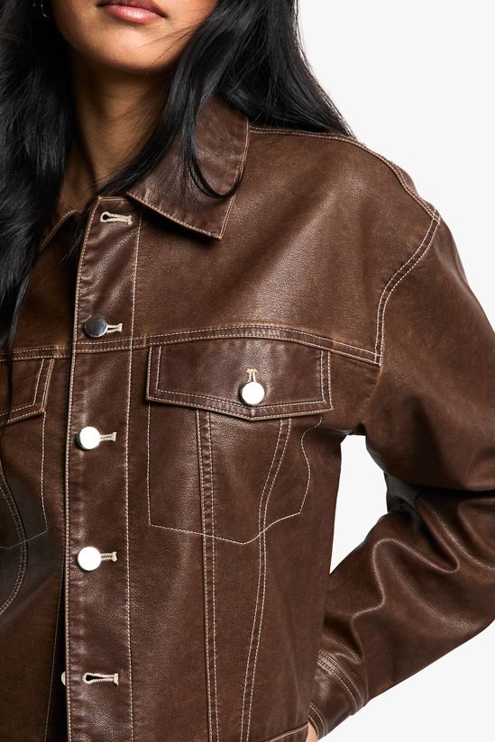 Vintage Look Faux Leather Jacket