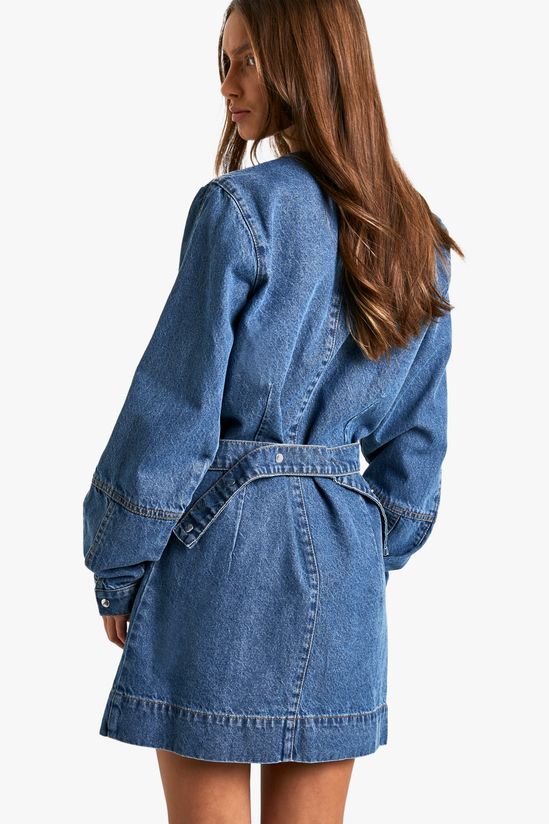 Wrap Denim Belted Dress