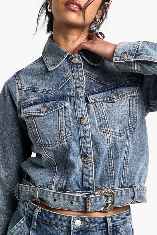 Western Buckle Detail Denim Jacket