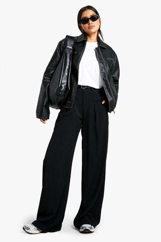 Tall Vintage Look Faux Leather Zip Jacket