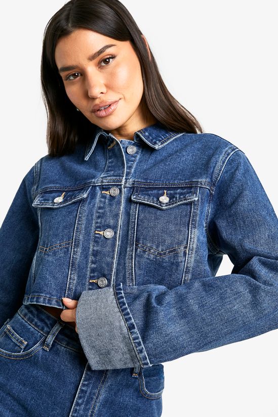 Tall Turn Cuff Crop Denim Jacket