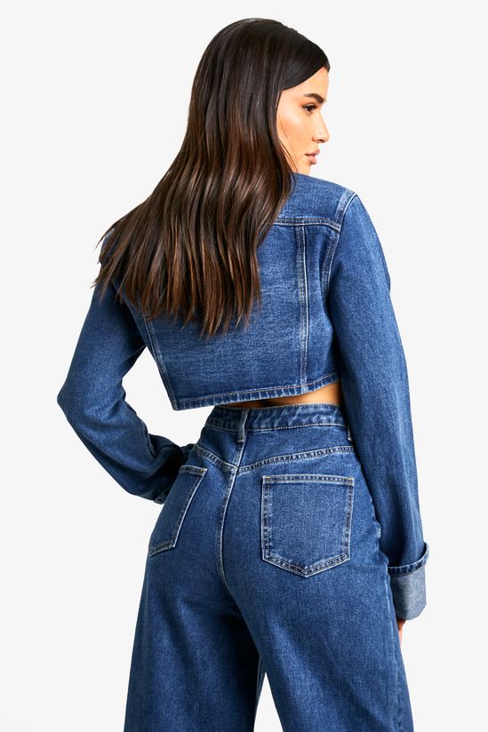 Tall Turn Cuff Crop Denim Jacket