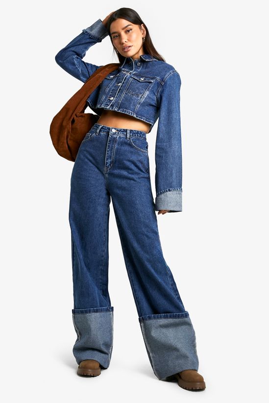Tall Turn Cuff Crop Denim Jacket