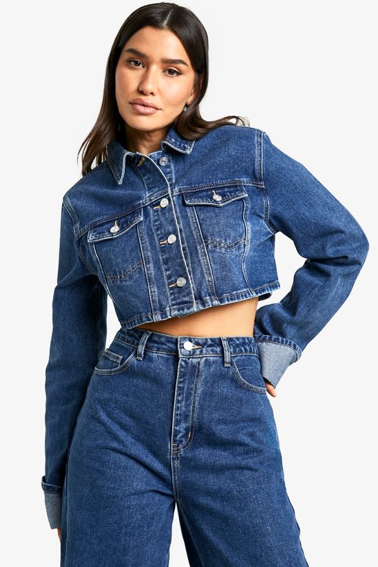Tall Turn Cuff Crop Denim Jacket