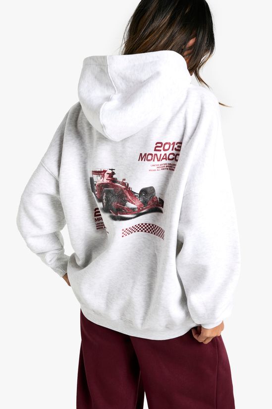 Racing Car Printed Oversized Hoodie