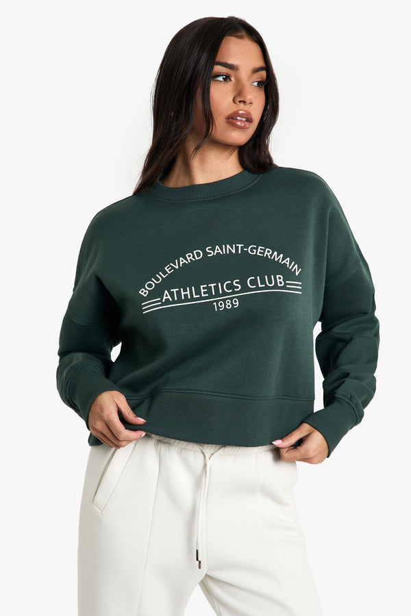 Saint Germain Athletics Club Slogan Boxy Crop Sweatshirt