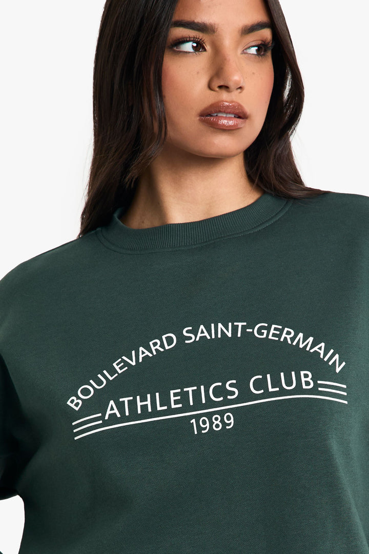 Saint Germain Athletics Club Slogan Boxy Crop Sweatshirt