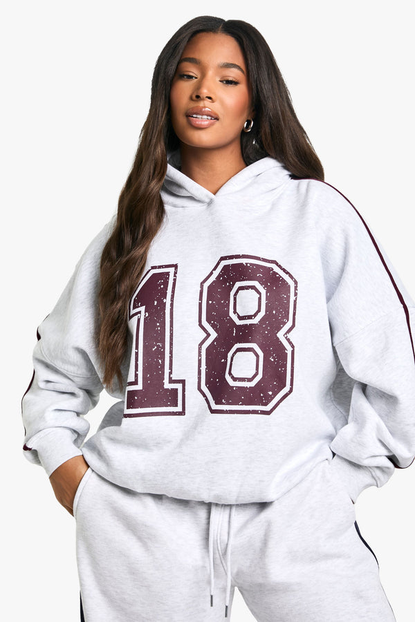 boohoo Plus 18 Print Side Striped Oversized Hoodie