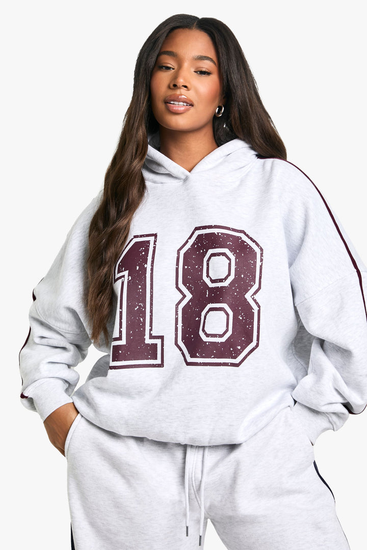 boohoo Plus 18 Print Side Striped Oversized Hoodie