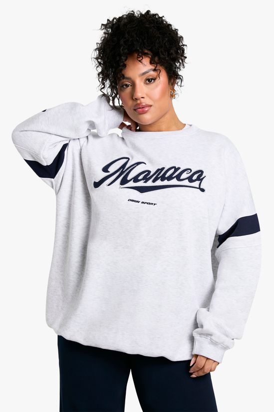 Plus Applique Monaco Oversized Crew Neck Sweatshirt