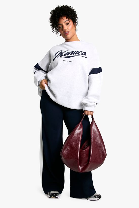 Plus Applique Monaco Oversized Crew Neck Sweatshirt