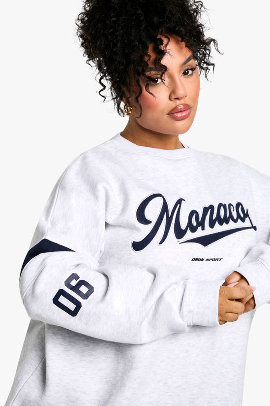 Plus Applique Monaco Oversized Crew Neck Sweatshirt
