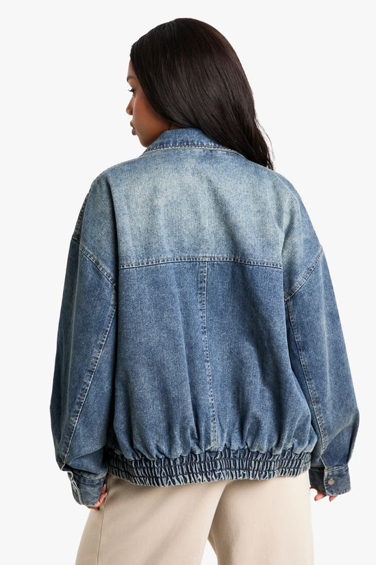 Denim Oversized Bomber Jacket