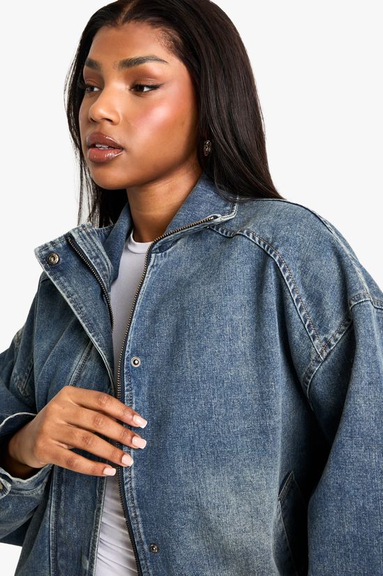 Denim Oversized Bomber Jacket
