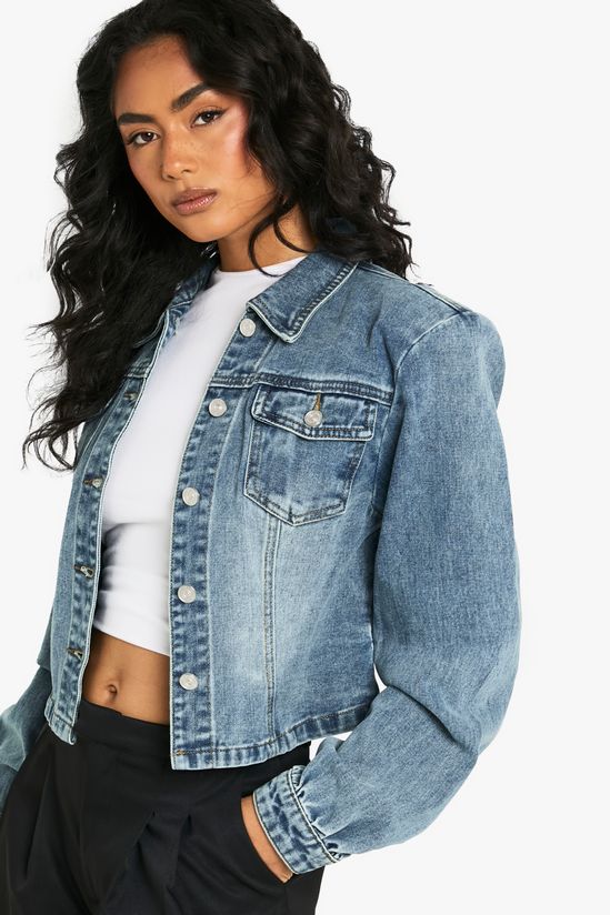 Shoulder Pad Detail Denim Jacket