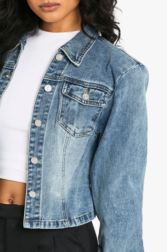 Shoulder Pad Detail Denim Jacket