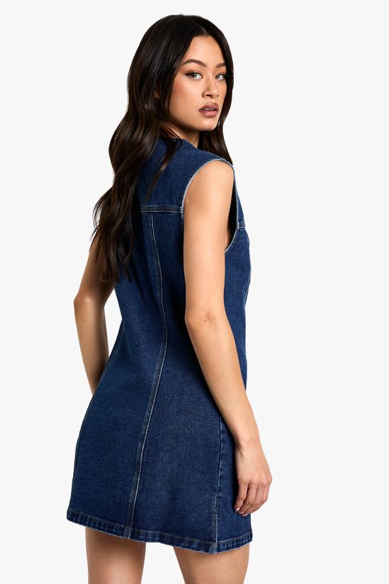 Tall Sleeveless Fitted Denim Mini Dress