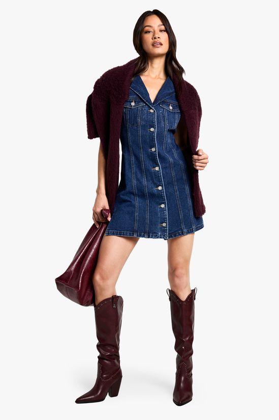 Tall Sleeveless Fitted Denim Mini Dress