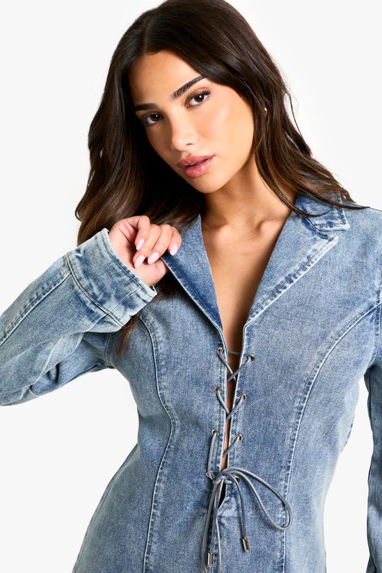Petite Lace Up Mini Shift Dress