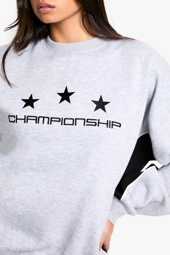 Championship Star Print Colour Block Oversized Sweatshirt